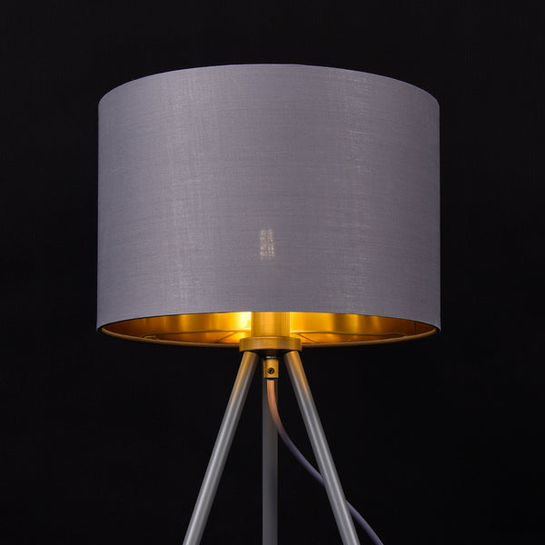 Bordslampa Metz 51x30cm metall textil grå guld [lux.pro]