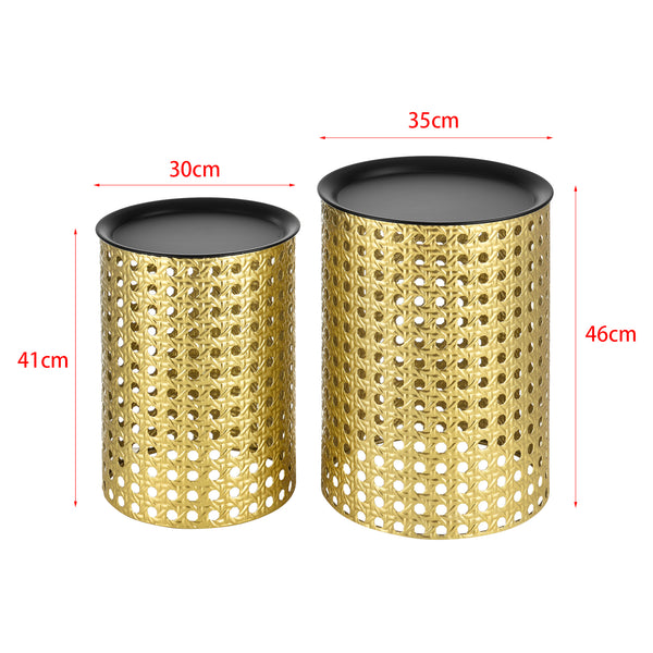 Soffbord Theux set om 2 avtagbar bordsskiva svart guld [en.casa]
