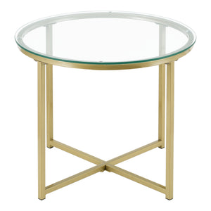 Sidobord Alavieska rund Ø50x42cm stål glas guld [en.casa]