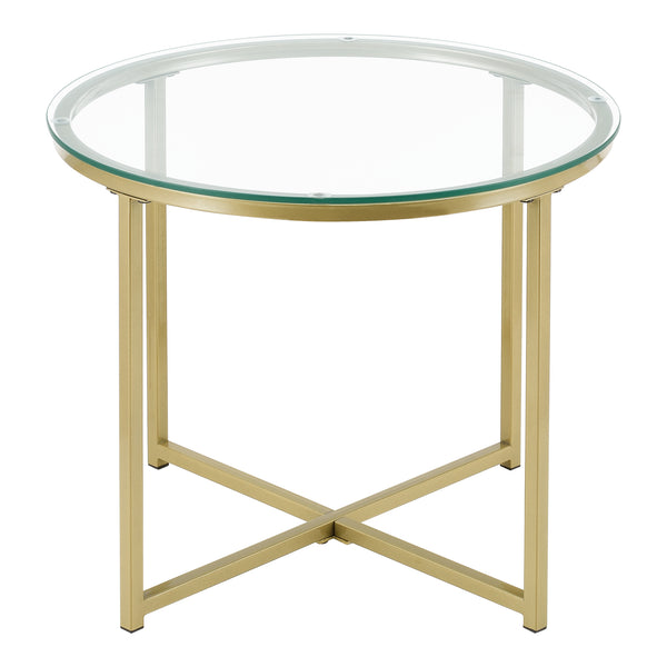Sidobord Alavieska rund Ø50x42cm stål glas guld [en.casa]