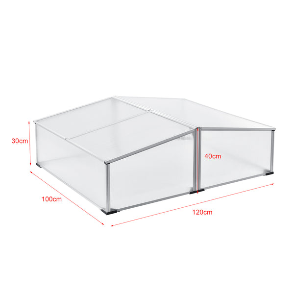 Mossel kylram med dubbelt tak 100x120x40 cm aluminium polykarbonat en.casa