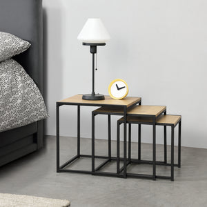 Soffbord Ringsaker set om 3 svart ekfärg [en.casa]