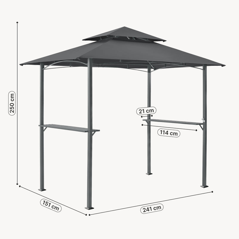 Måttskiss BBQ paviljong Parga grillpaviljong mörkgrå [en.casa]
