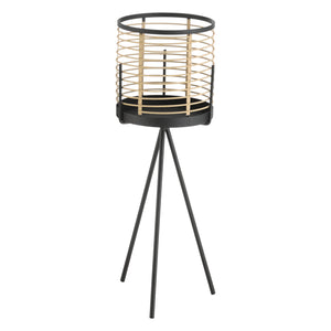 Piedestal Lasne set om 2 med 2 krukor metall svart beige [en.casa]