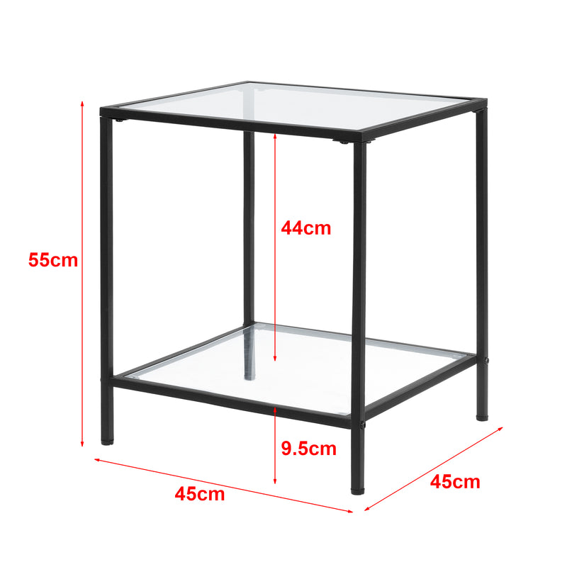 Måttskiss Sidobord Norrtälje svart transparent [en.casa]