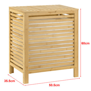 Tvättkorg Skövde med tvättsäck 50,5x35,5x60cm bambu [en.casa]