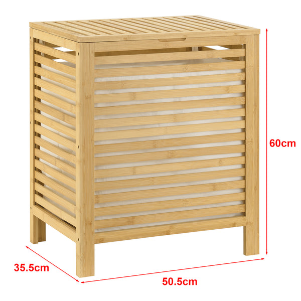 Tvättkorg Skövde med tvättsäck 50,5x35,5x60cm bambu [en.casa]