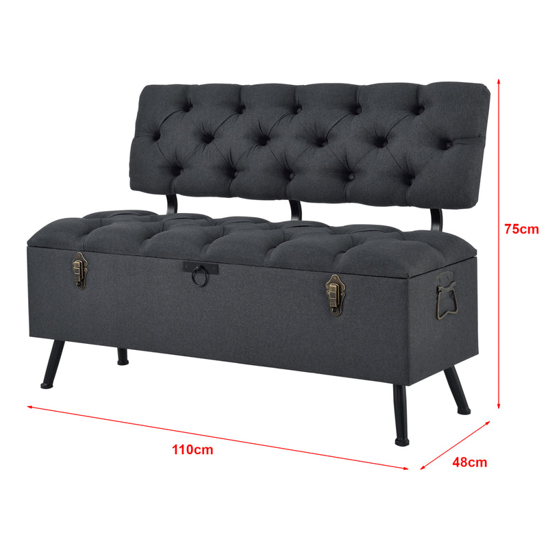 Måttskiss Sittbänk Malmöhus med förvaring 110x48x75cm [en.casa]