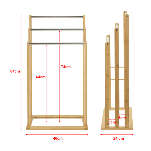 Handdukshållare Porsanger 46x24x84cm bambu [en.casa]