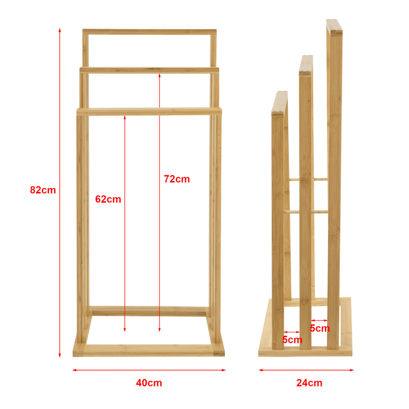Måttskiss Handdukshållare Rana 40x24x82cm bambu [en.casa]