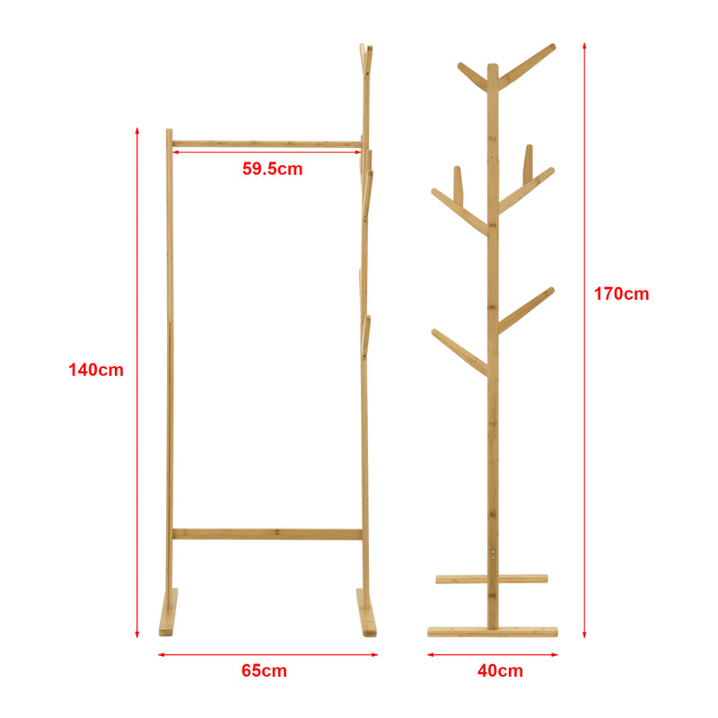 Måttskiss Klädställning Nordreisa 65x40x170cm bambu [en.casa]