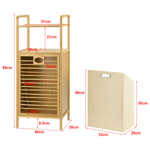 Badrumshylla Rendalen med tvättkorg 40x30x95 cm bambu [en.casa]