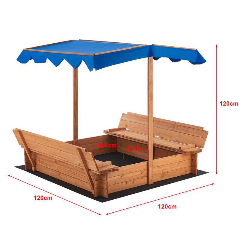 Måttskiss Sandlåda Kellenhusen med tak 120x120x120 cm [en.casa]