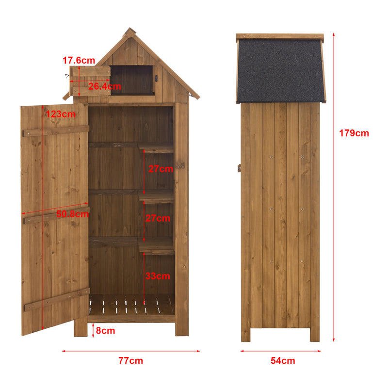 Måttskiss Trädgårdsskåp Redskapsbod Vedförvaring 179x77x54 cm granträ [en.casa]