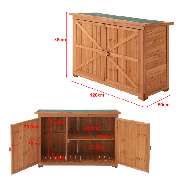 Trädgårdsskåp Redskapsbod Vedförvaring 88x128x50 cm granträ [en.casa]