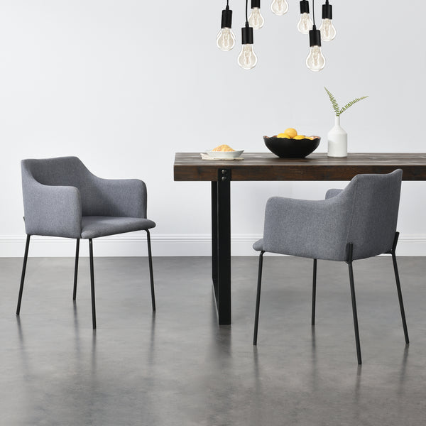 Stoppad fåtölj Krakau set om 2 mörkgrå [en.casa] 