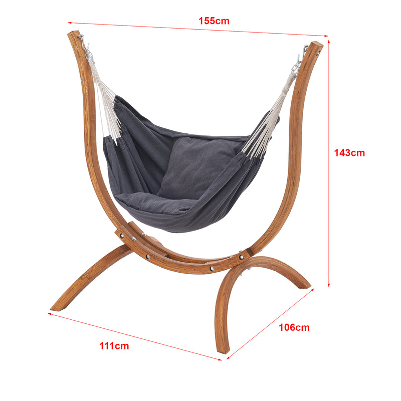 Måttskiss Hängstol Grevena 155x106x143 cm lärk [en.casa]