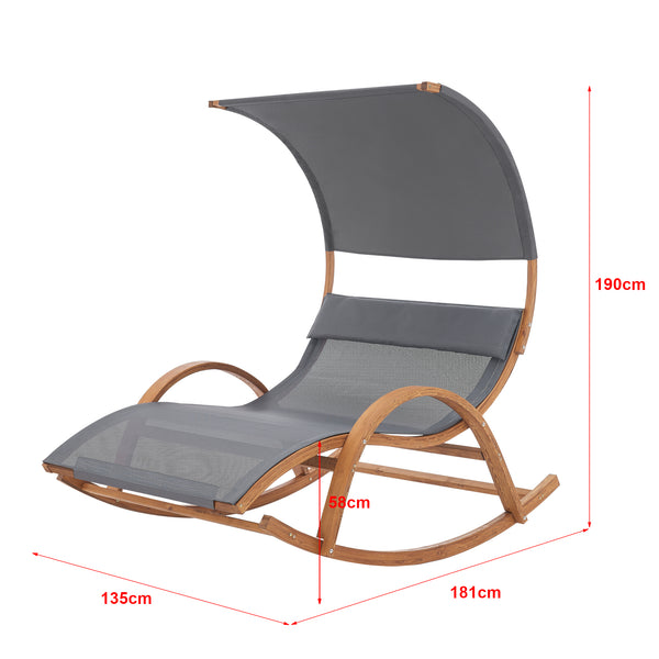 Gungande solsäng Kasos 181x135x190 cm lärk [en.casa]