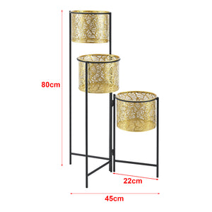 Piedestal Verrebroek 80x45x45 cm hopfällbar med 3 krukor [en.casa]