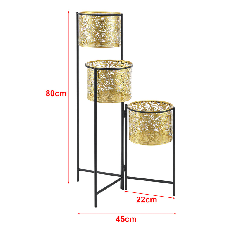 Måttskiss Piedestal Verrebroek 80x45x45 cm hopfällbar med 3 krukor [en.casa]