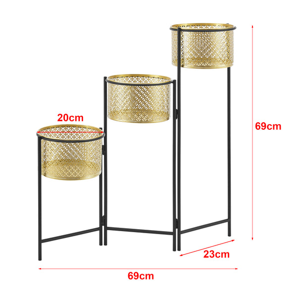 Piedestal Doel hopfällbar 3 krukor 69 x69x20 cm metall [en.casa]
