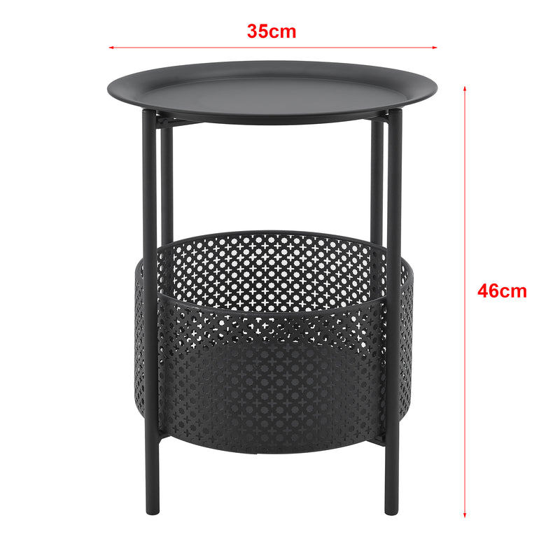 Måttskiss Sidobord Kruibeke 45xØ35 cm metall [en.casa]