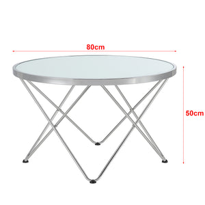 Soffbord Nikkeby Ø80x50 cm metall opalglas [en.casa]
