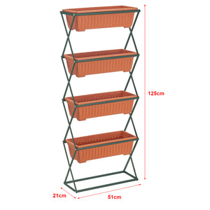 Växthylla Veenendaal med 4 blomlådor hopfällbar 51x21x125 cm [en.casa]