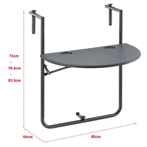 Hängande balkongbord Cicala hopfällbart 83,5x60x64 cm [en.casa]