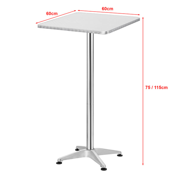 Barbord Järpen silver vikbar bordsskiva 75-115x60x60 cm [en.casa]