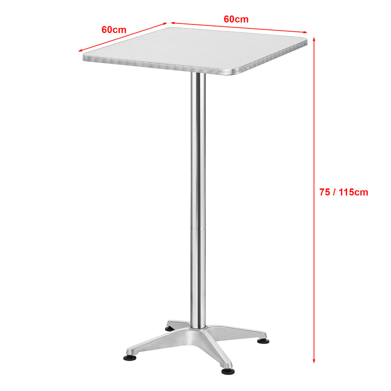 Måttskiss Barbord Järpen silver vikbar bordsskiva 75-115x60x60 cm [en.casa]