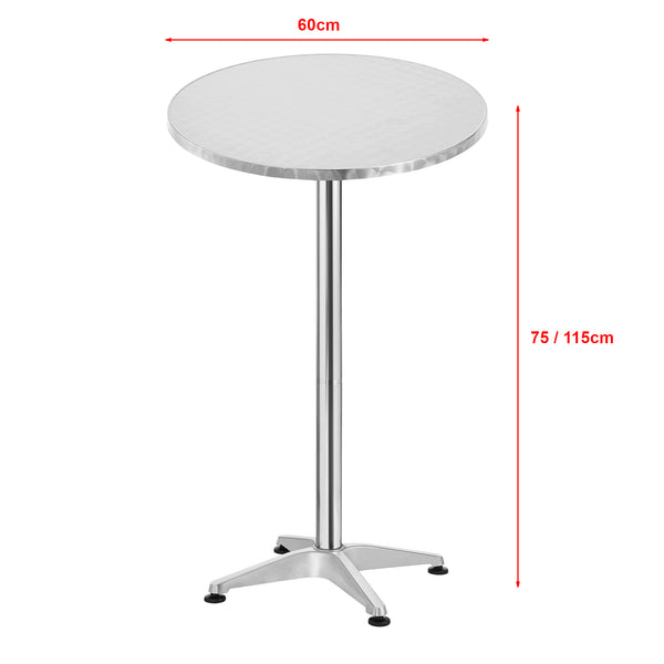 Barbord Avesta rund silver vikbar bordsskiva 75-115x60x60 cm [en.casa]