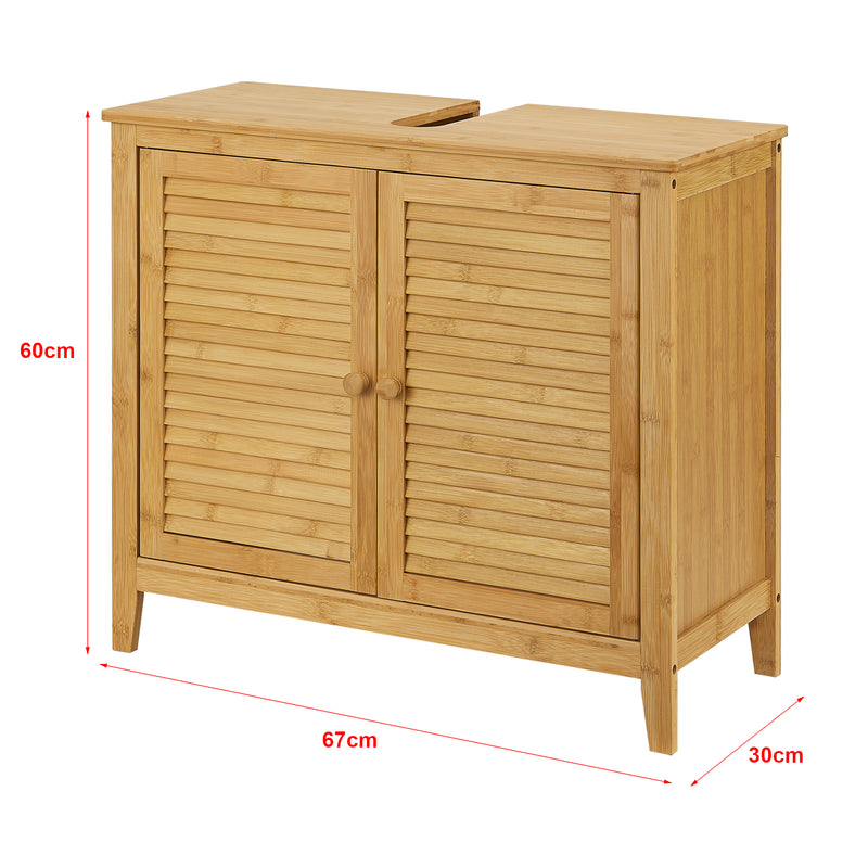 Måttskiss Tvättställsunderskåp Värmdö bambu 60x67x30 cm [en.casa]