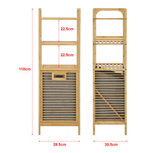 Badrumshylla med tvättkorg Tidaholm bambu 118x39,5x30,5 cm [en.casa]