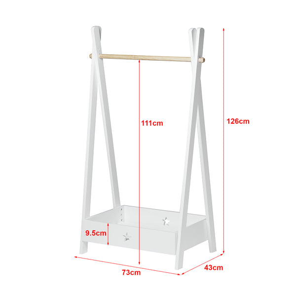 Klädhängare Laxe för barn 126x73x43 cm bambu vit [en.casa]