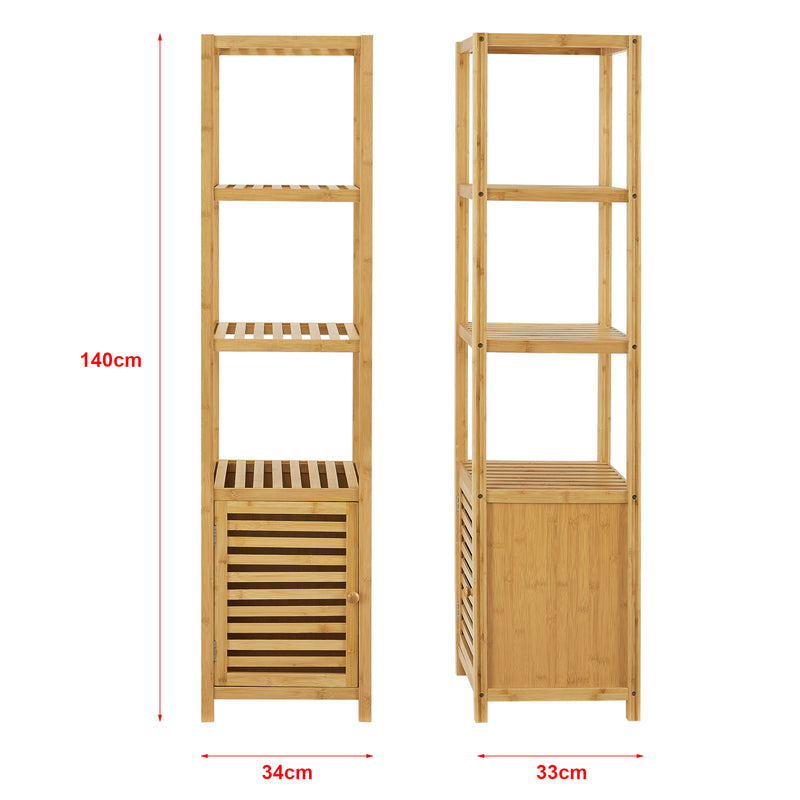 Måttskiss Badrumshylla Liminka 140x34x33 cm bambu [en.casa]