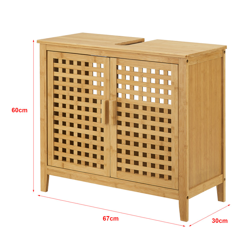 Måttskiss Tvättställsunderskåp Ingmarsö 60x67x30 cm bambu [en.casa]