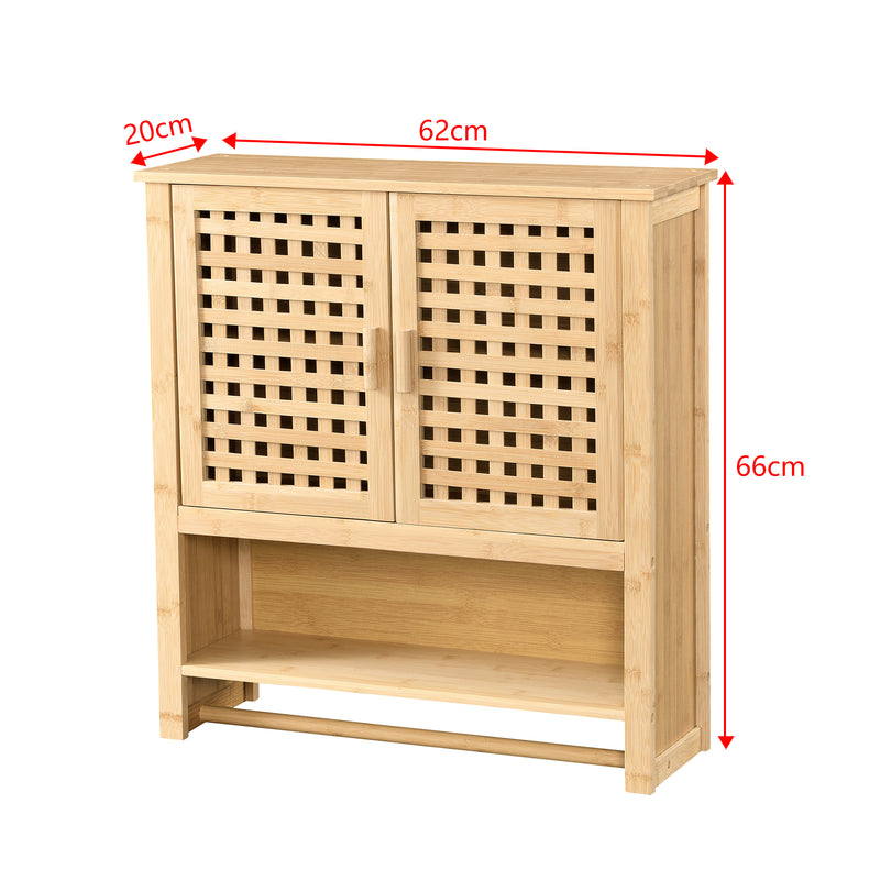 Måttskiss Badrumsskåp Borlänge väggskåp bambu 66 x 62 x 20 cm [en.casa]