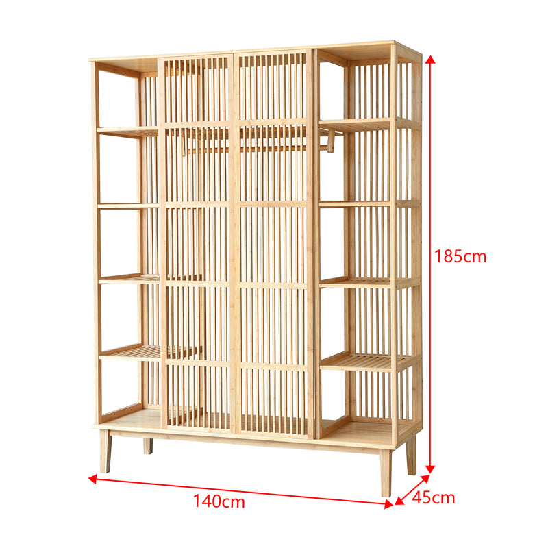 Måttskiss Klädhängare i bambu Hudiksvall 185x140x45cm [en.casa]