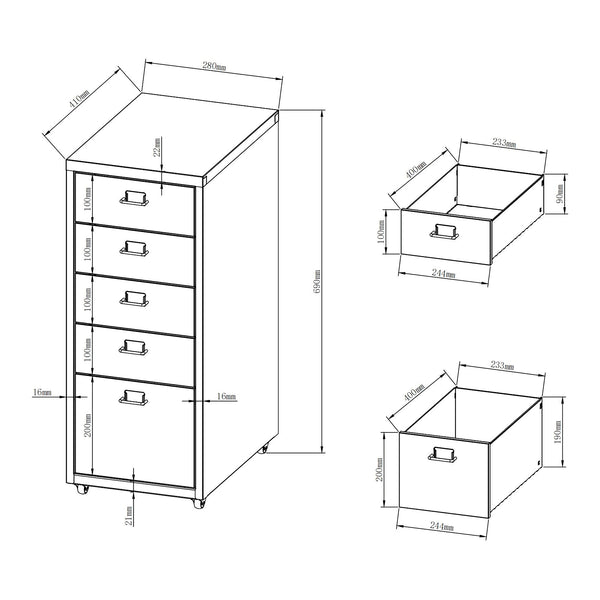 Dokumentskåp Kökar 69x28x41 cm stål [en.casa] välj modell