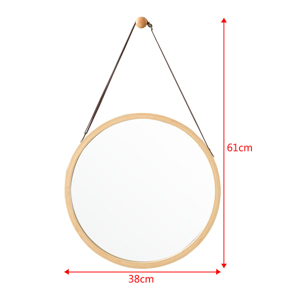 Väggspegel Bykle Ø38 cm bambu [en.casa] 