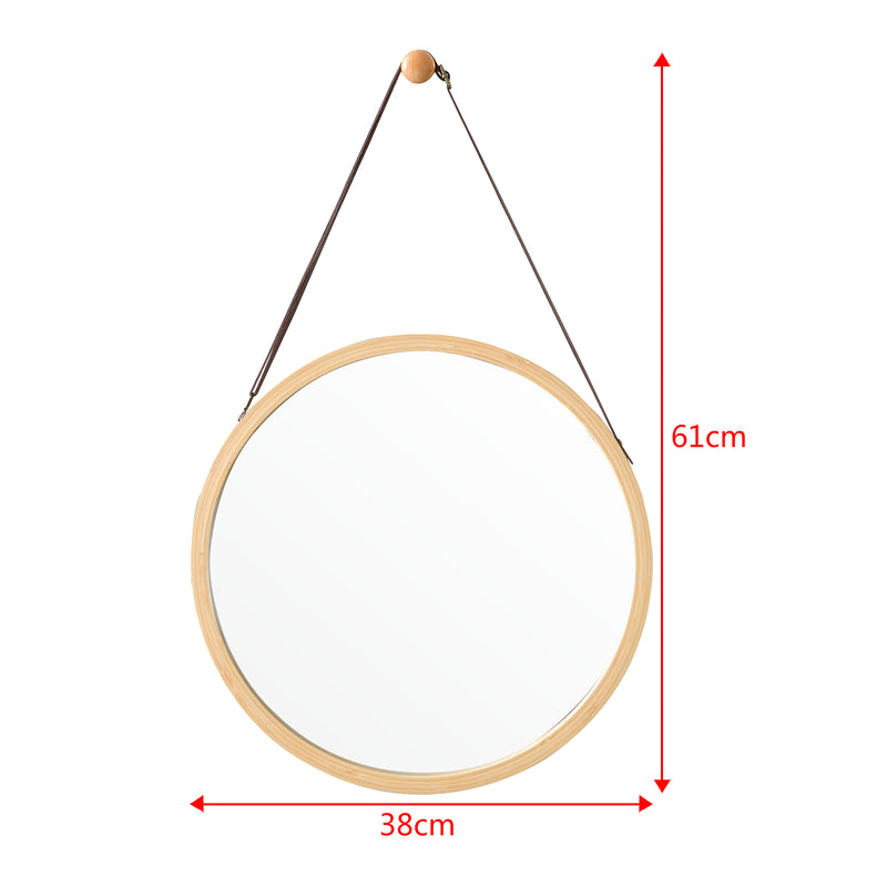 Måttskiss Väggspegel Bykle Ø38 cm bambu [en.casa] 