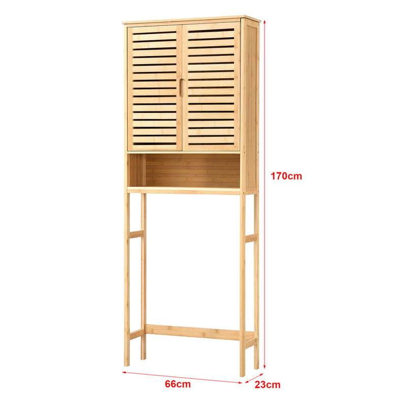 Måttskiss Badrumshylla Geta 170x66x23 cm bambu [en.casa]
