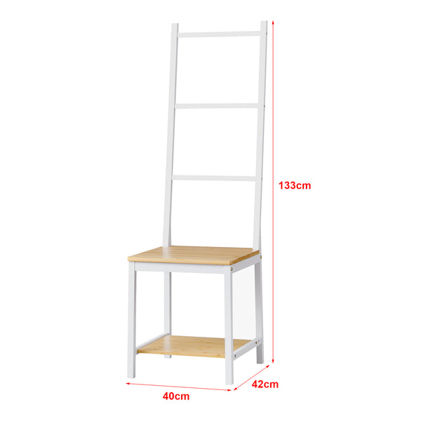 Klädbetjänt Juuka bambu 133x40x42 cm vit natur [en.casa]