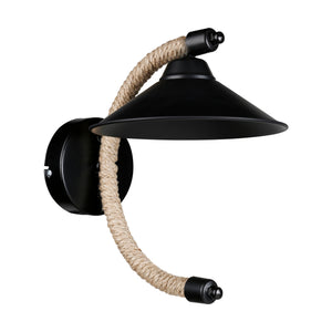 Vägglampa Cannock E27 Metall Jutesnöre Svart / Jutefärgad [lux.pro]
