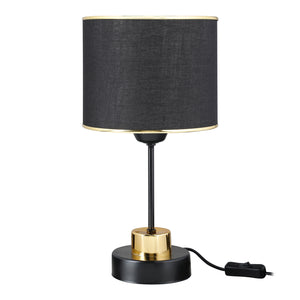Bordslampa Gravesend E27 Metall Textil Svart / Mässingsfärgad [lux.pro]