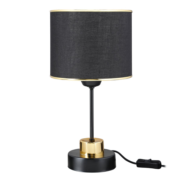 Bordslampa Gravesend E27 Metall Textil Svart / Mässingsfärgad [lux.pro]
