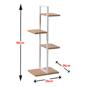 Blaabjerg metallhylla för växter 90x35x26cm vit / valnötsutseende [en.casa]