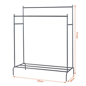 Klädhängare Bramming med två klädstänger 147 x 116 x 54 cm svart [en.casa]