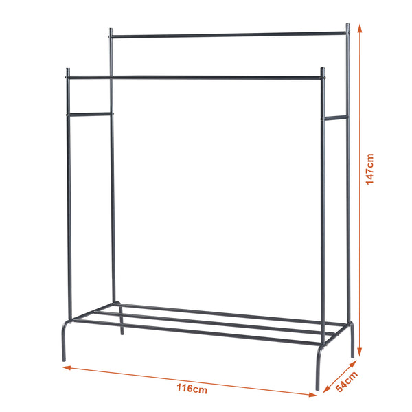 Klädhängare Bramming med två klädstänger 147 x 116 x 54 cm svart [en.casa]